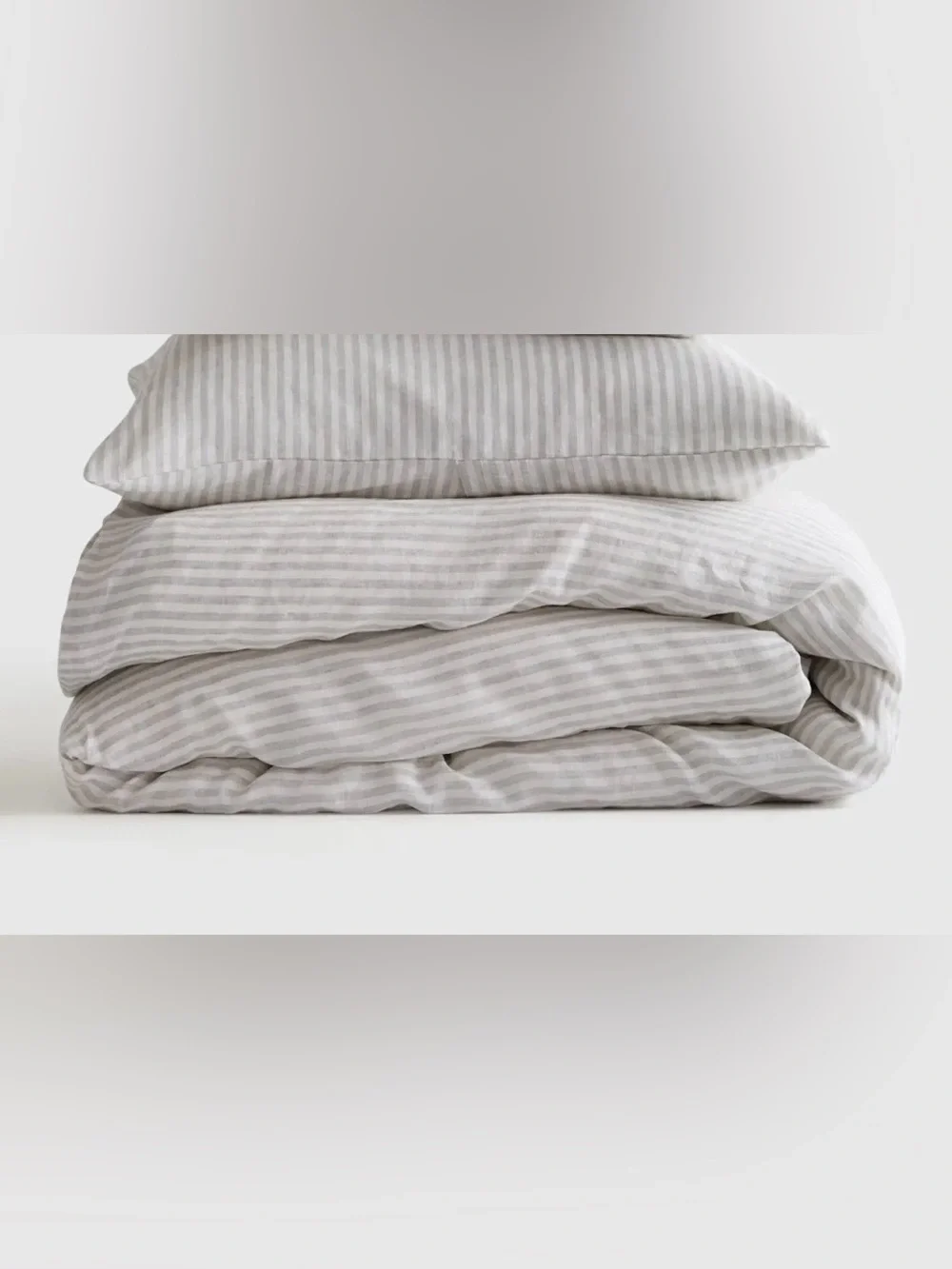 NWOT Quince European Linen Stripe Duvet Cover Set, Twin (Mist/White)